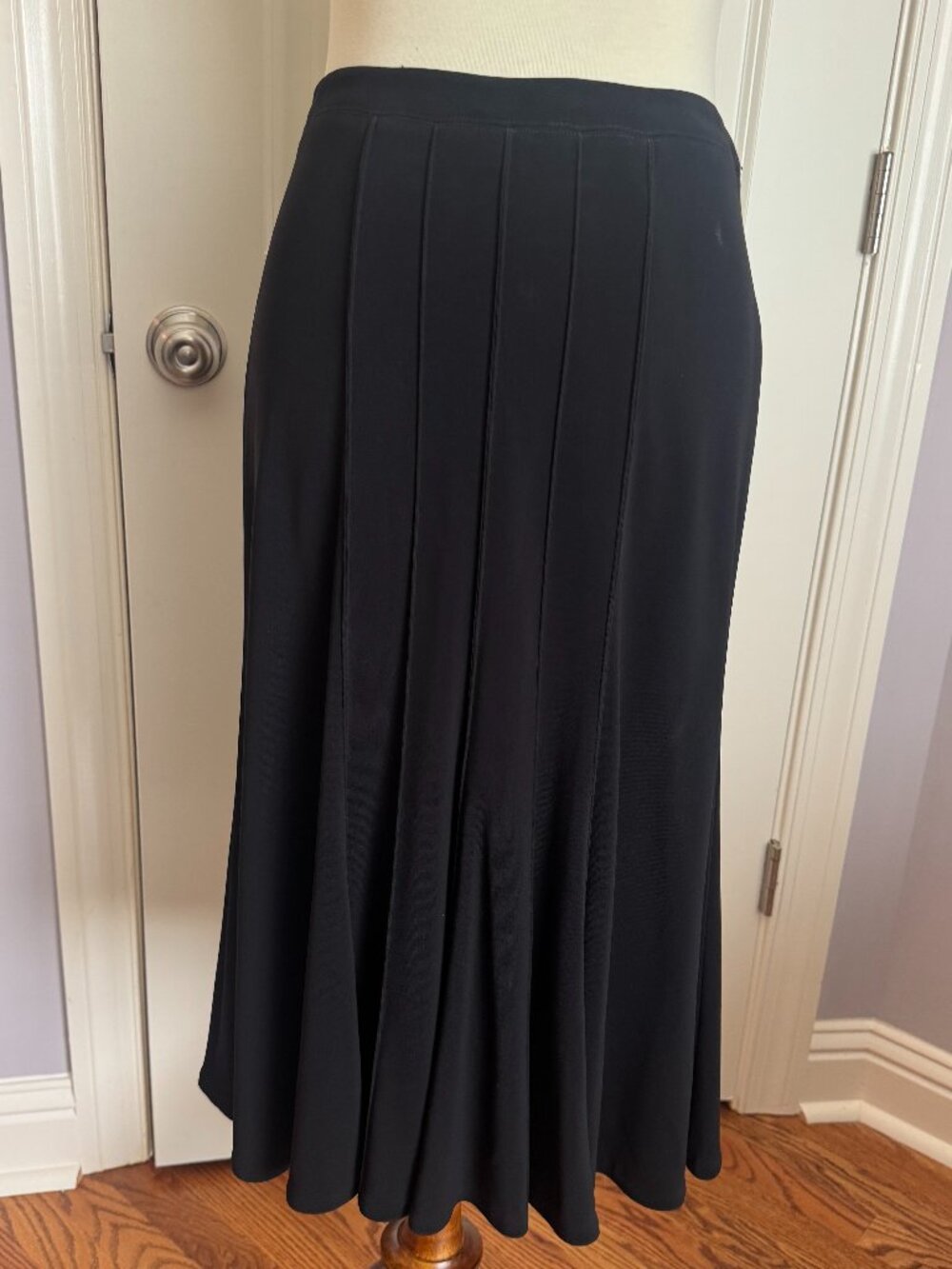 Lida Baday Black Pleated Godet Maxi Skirt Sz S/P
